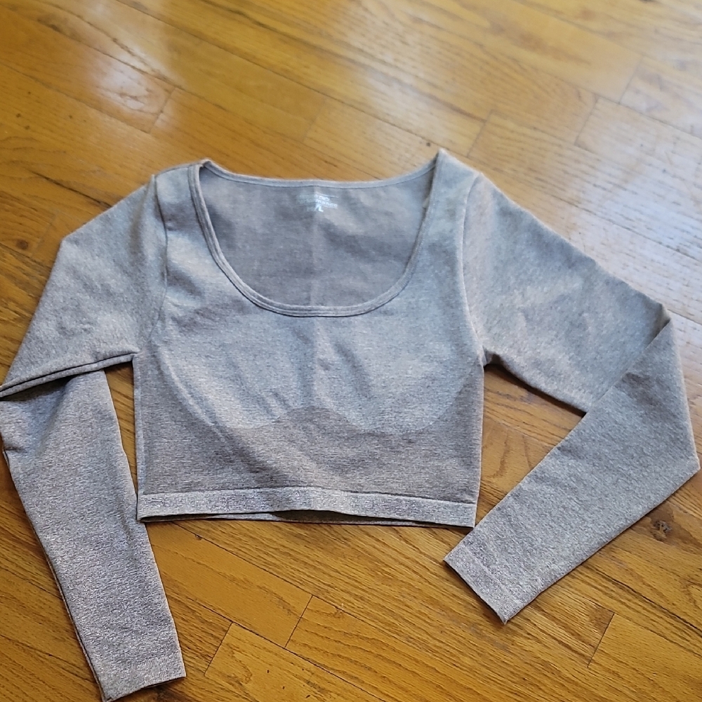 Taupe Long Sleeve Crop sport top